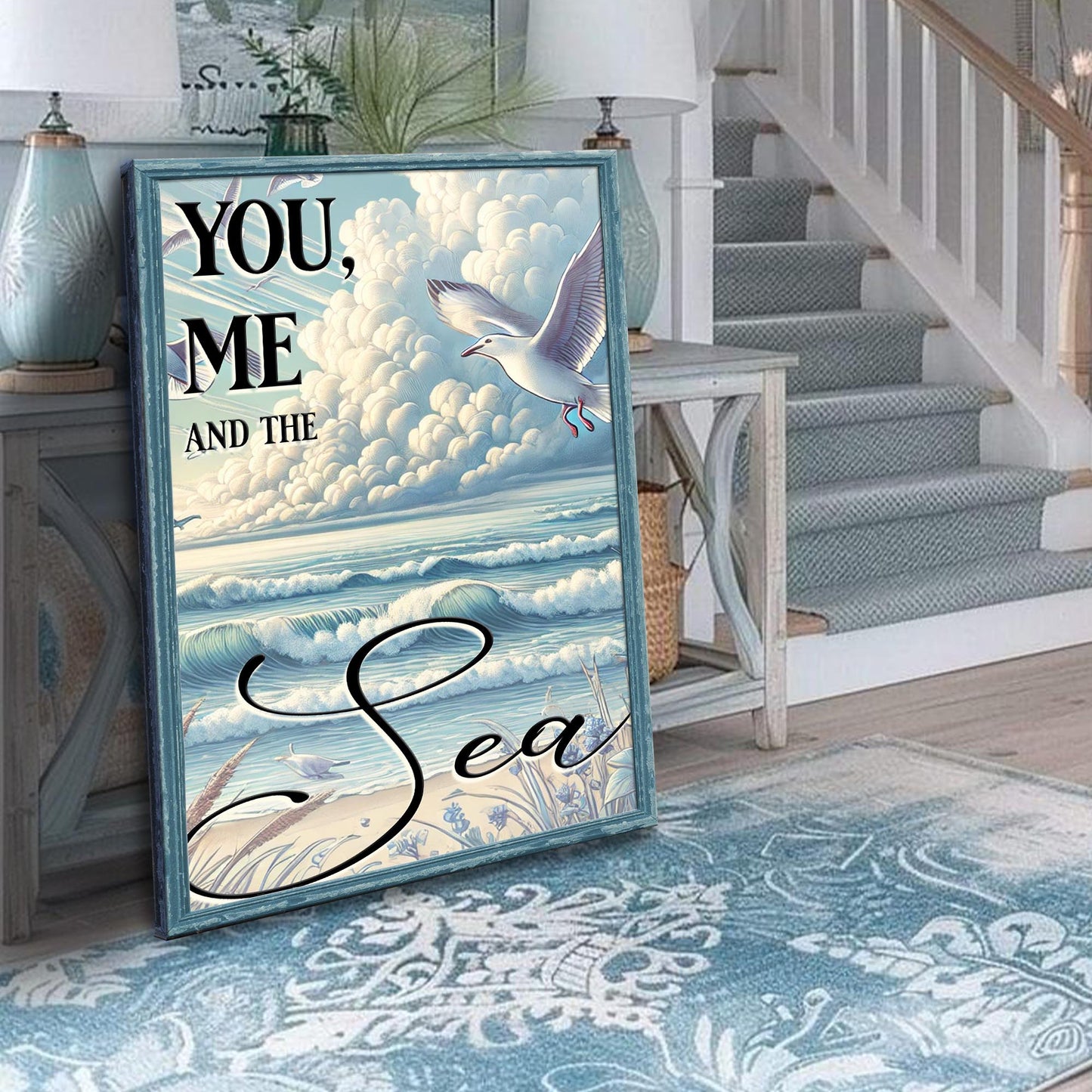 You Me and the Sea Ocean Canvas Wall Art