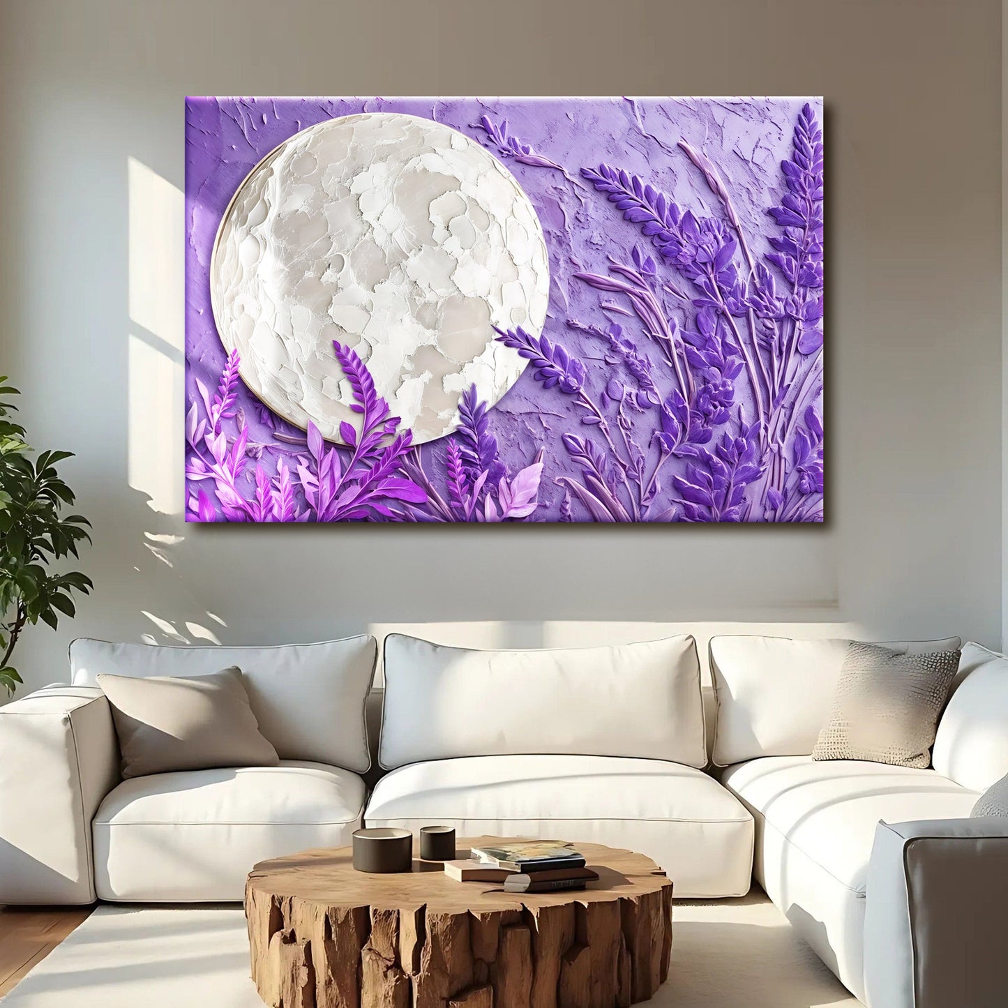 3D Lavender Moon Canvas Wall Art
