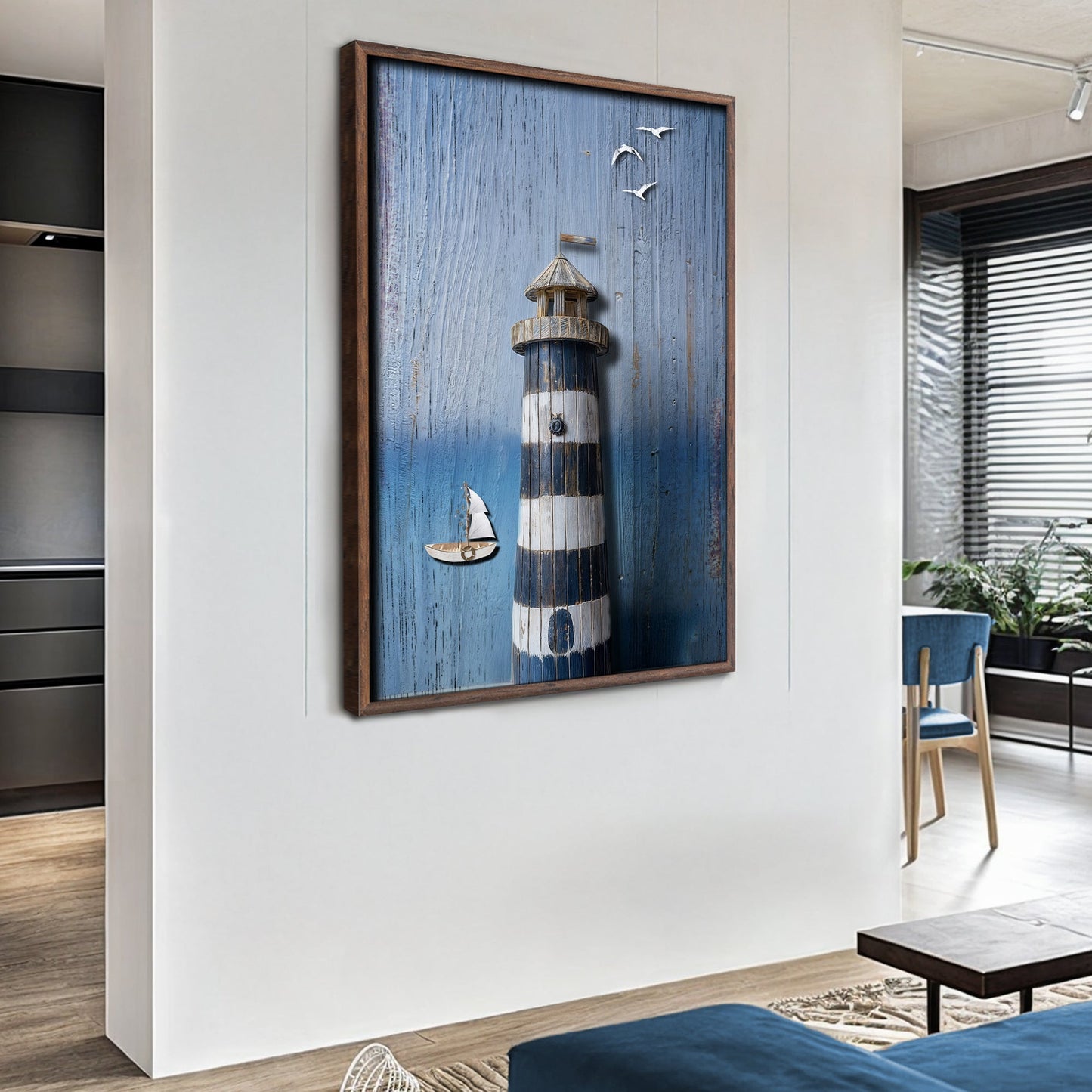 Wooden Lighthouse Coastal Canvas Wall Art III