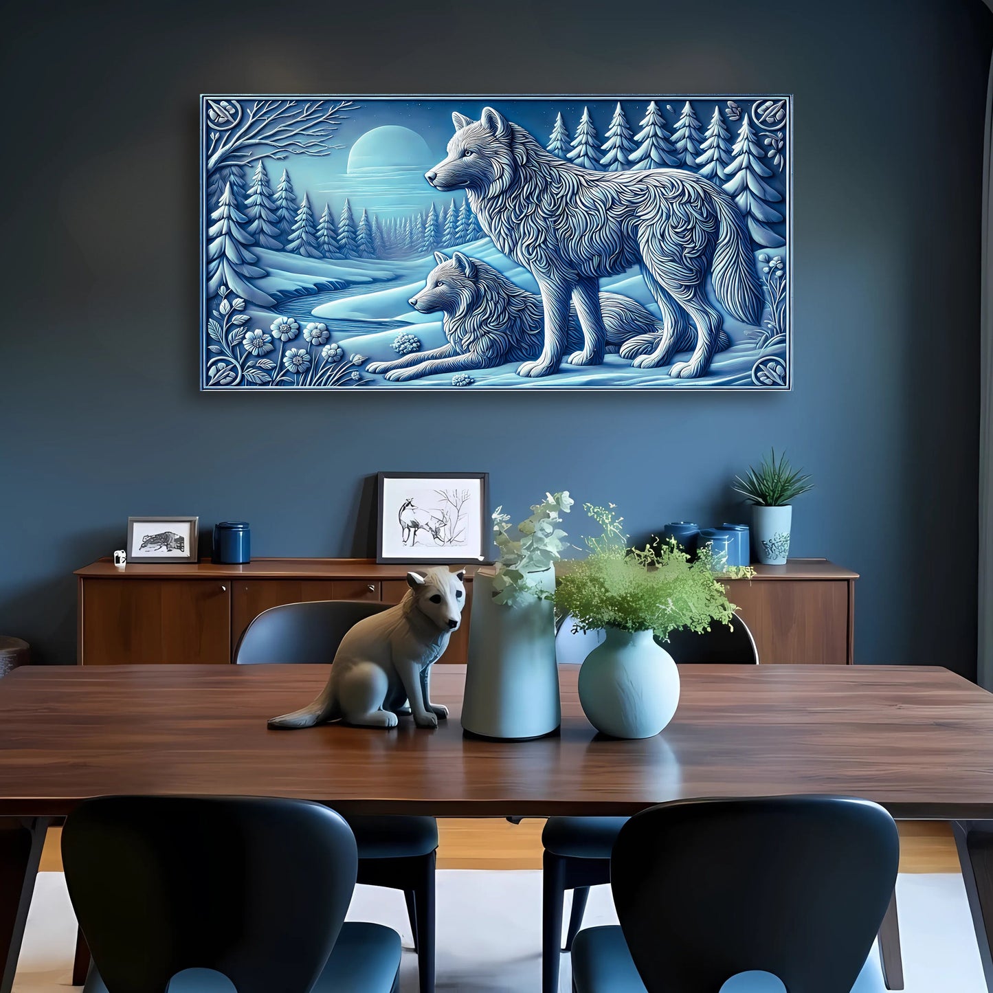 3D Wolves Wall Art Decor