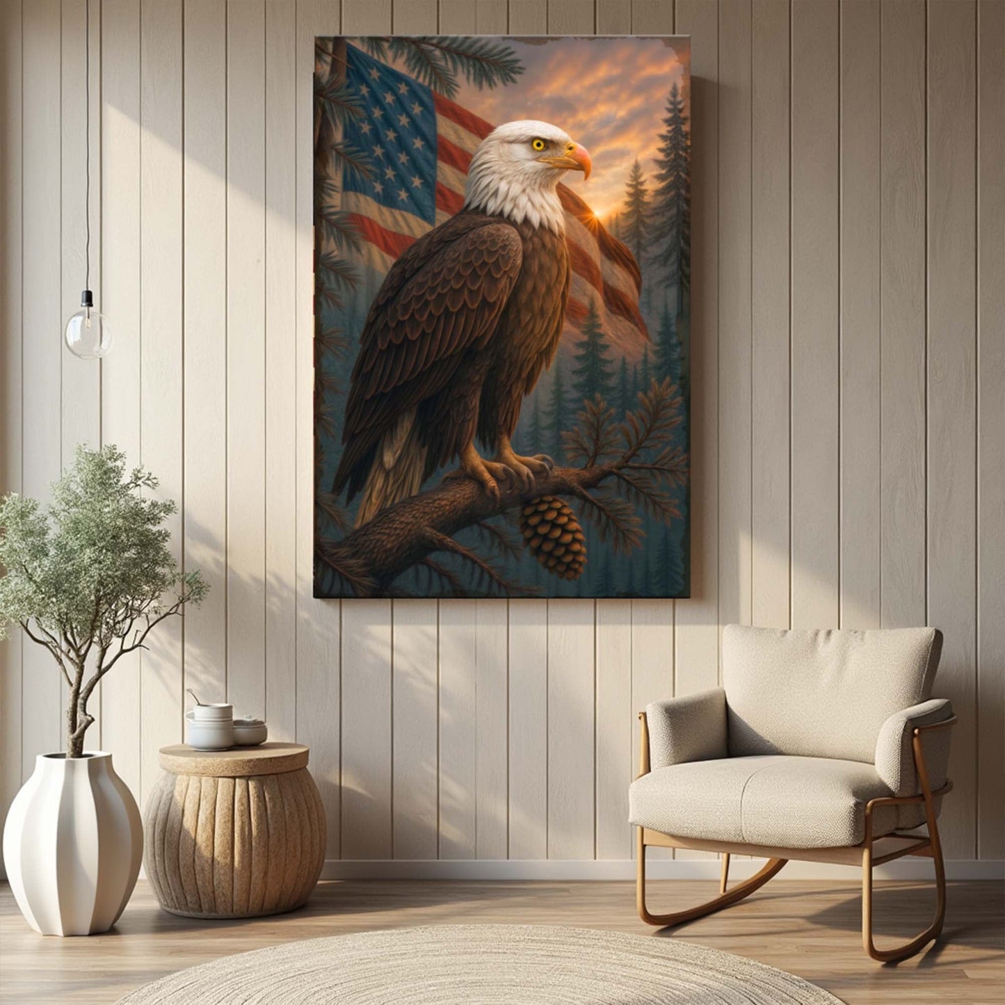 Sentinel of the Pines Eagle Canvas Wall Art
