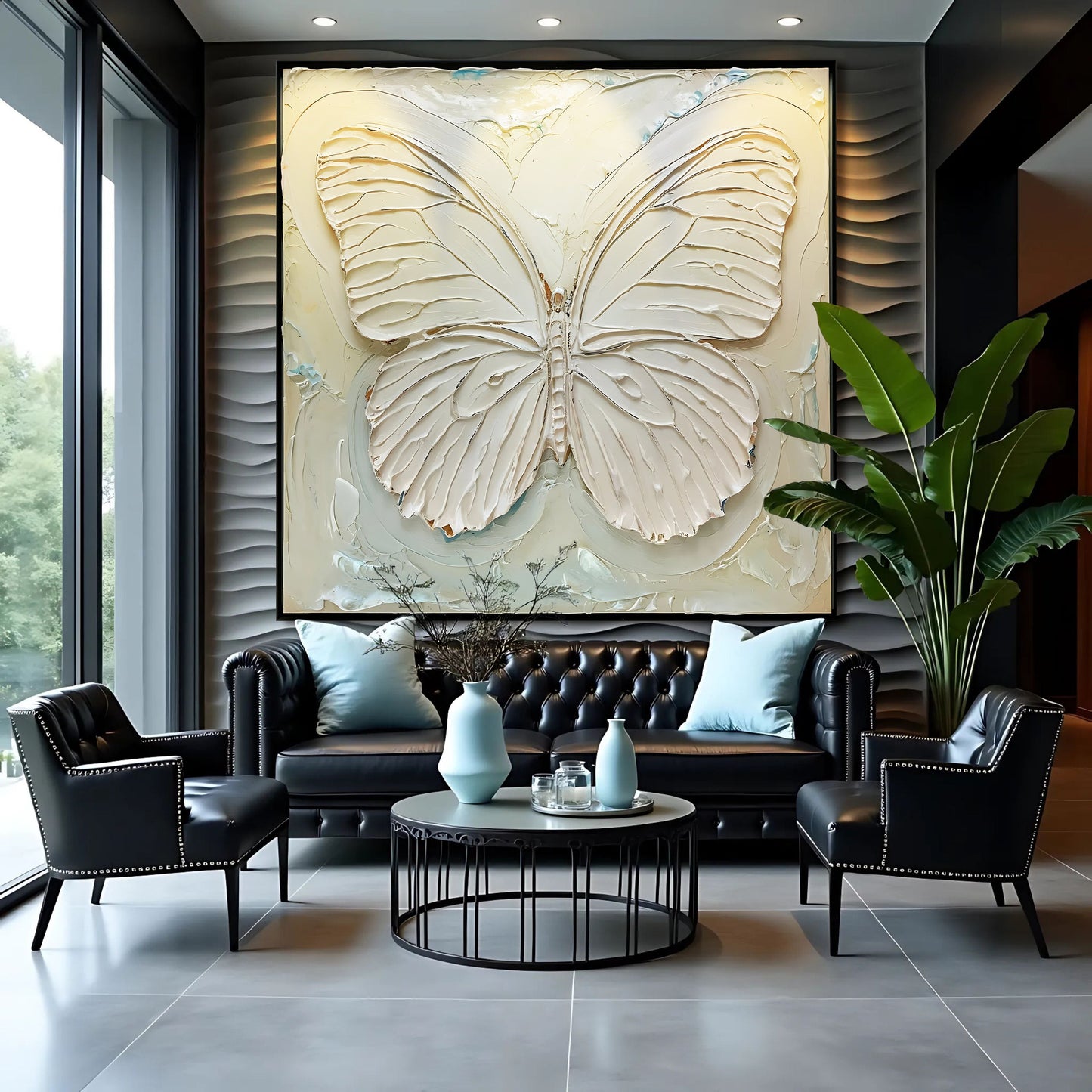 3D White Butterfly Canvas Wall Art