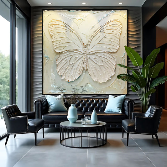 3D White Butterfly Canvas Wall Art