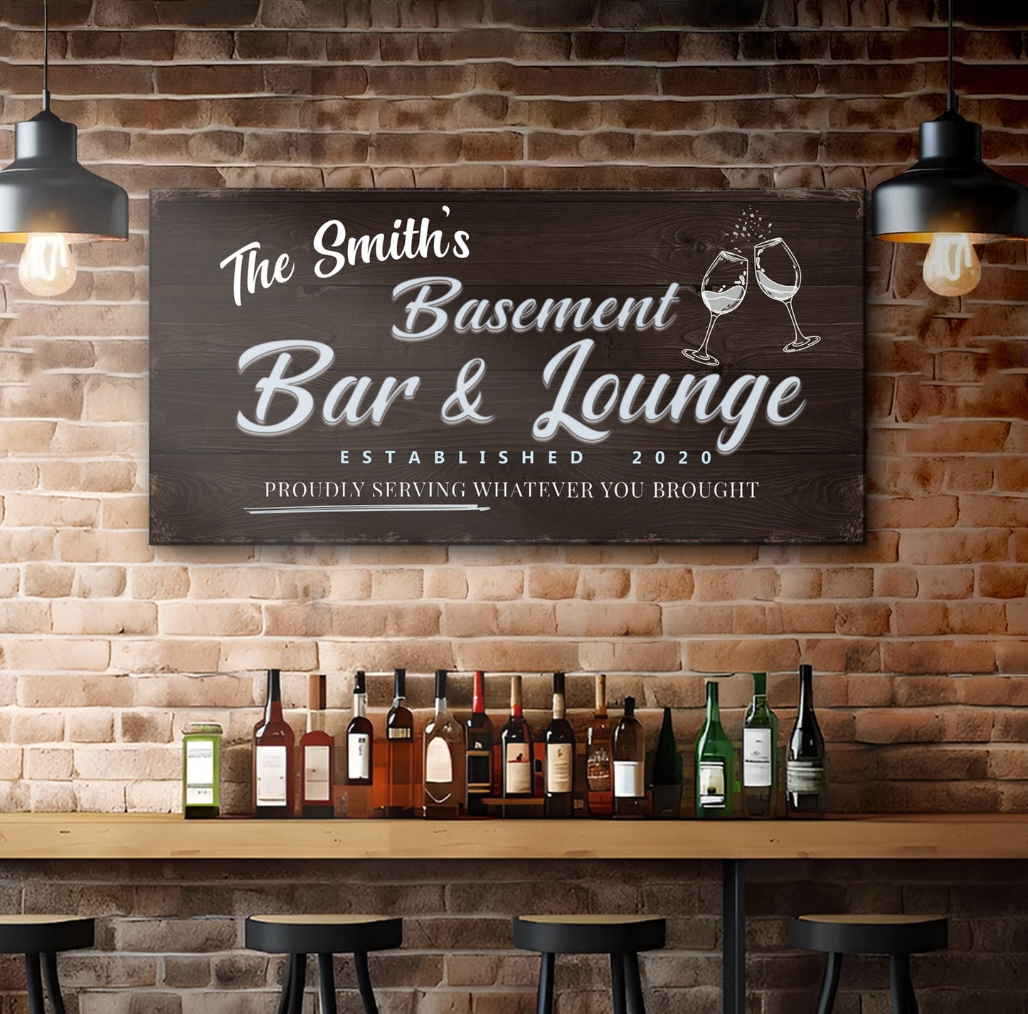Basement Bar and Lounge Canvas Sign