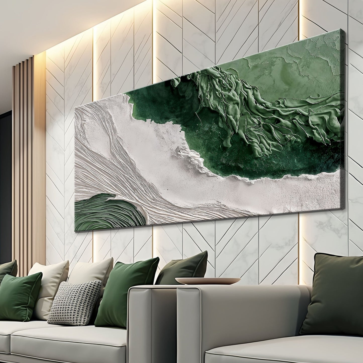 Green Rivers Abstract Canvas Wall Art III