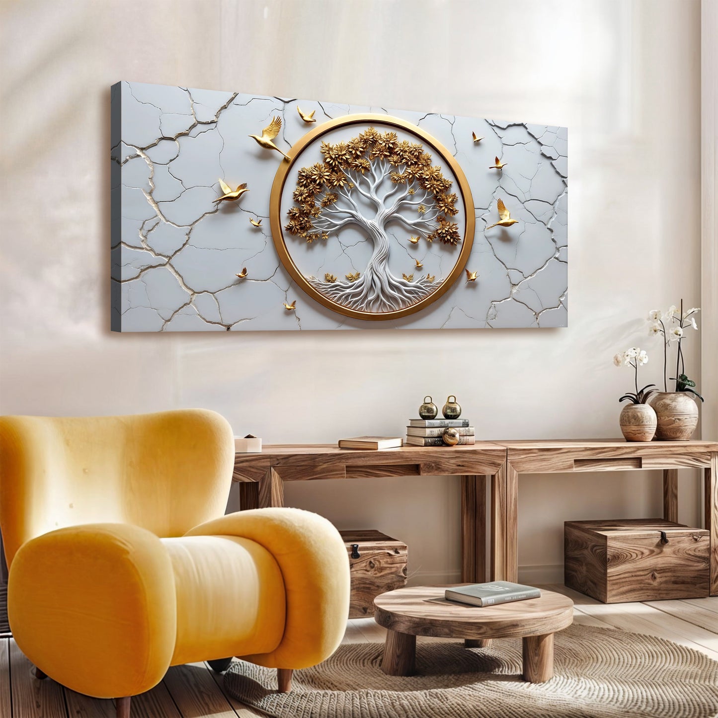 3D Celtic Tree of Life Canvas Wall Art White