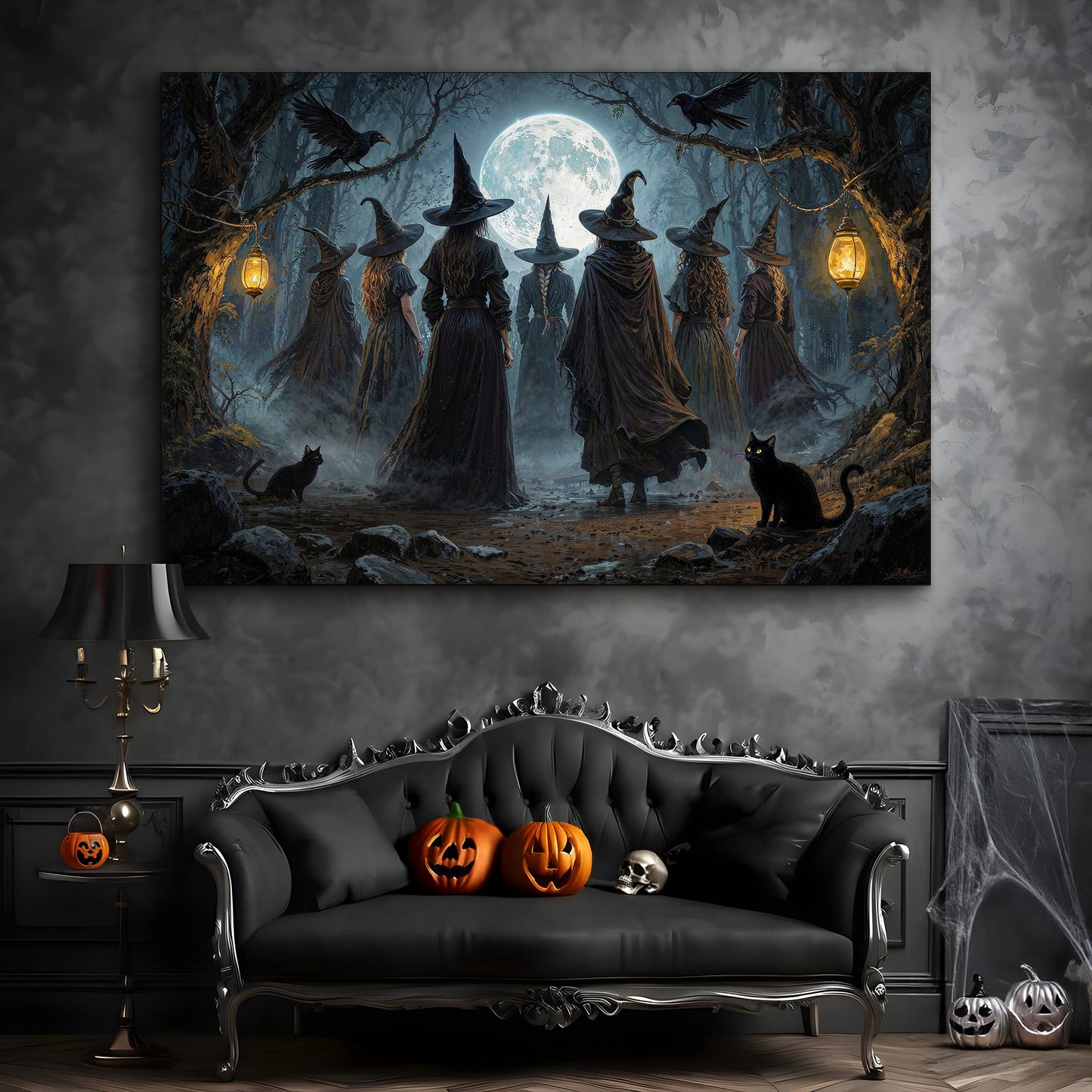 Coven of Witches Halloween Canvas Wall Art