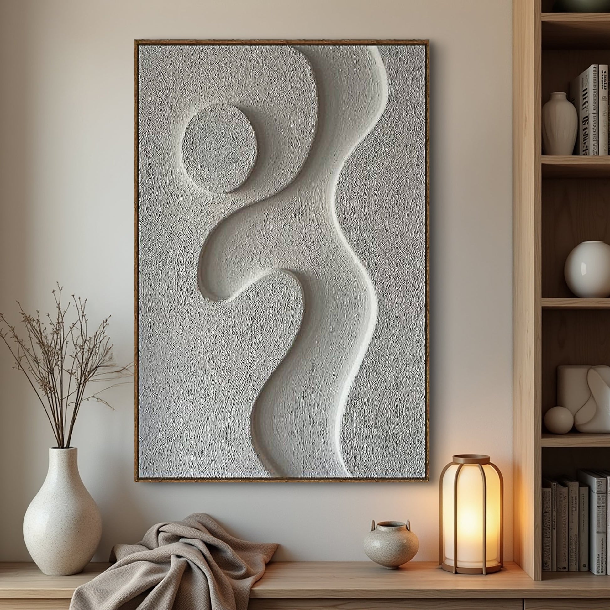 Midcentury curves abstract canvas wall art — organic retro-modern lines gallery wrapped