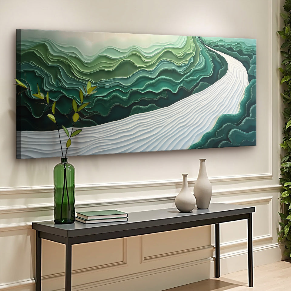 Green Rivers Abstract Canvas Wall Art