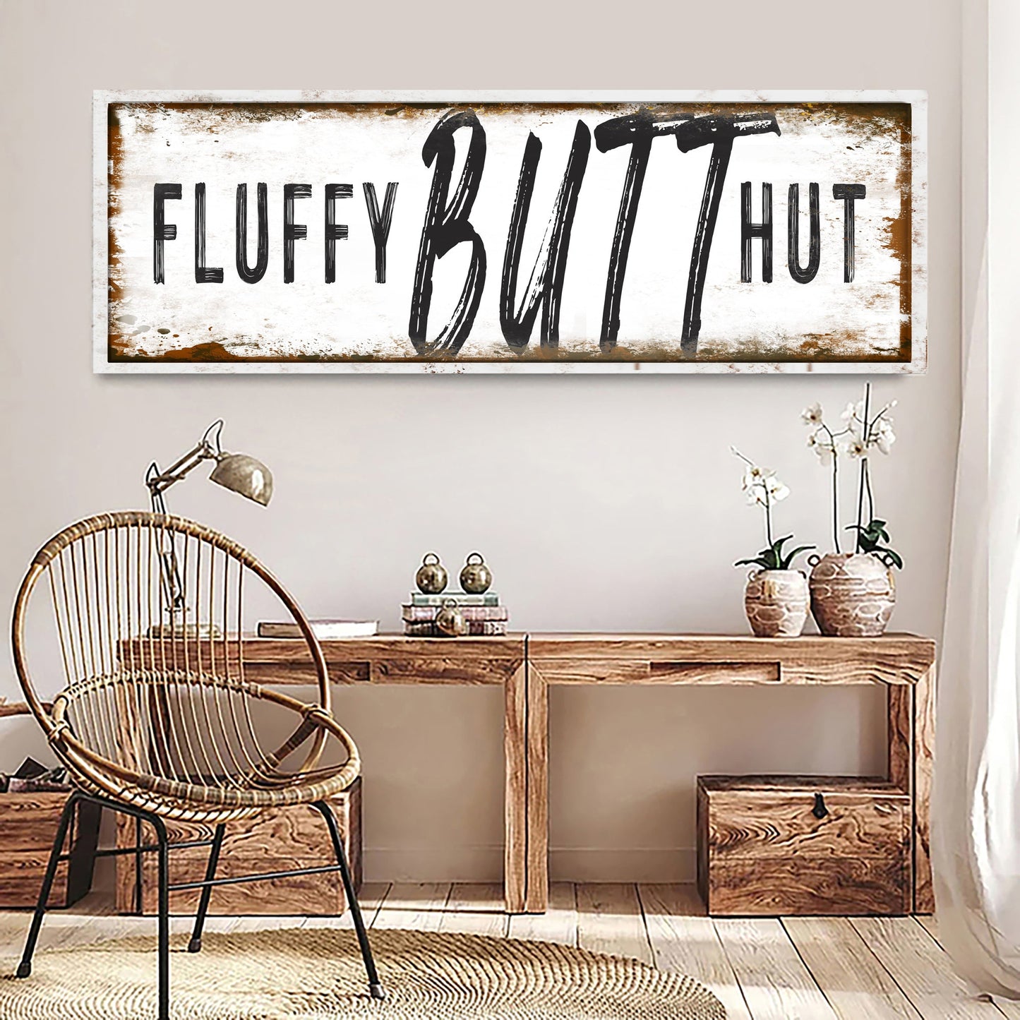 Fluffy Butt Hut Chicken Coop Canvas Sign