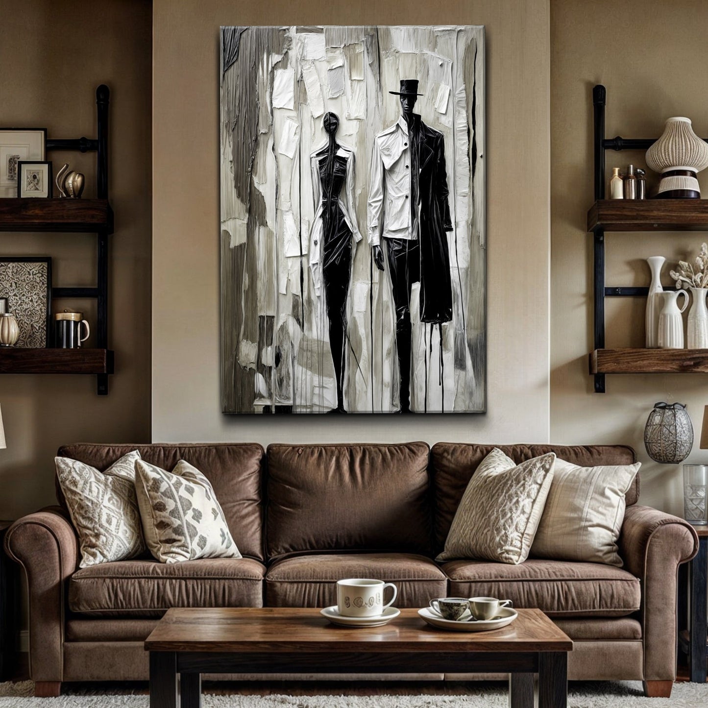 Beige and Black Minimalist Canvas Wall Art