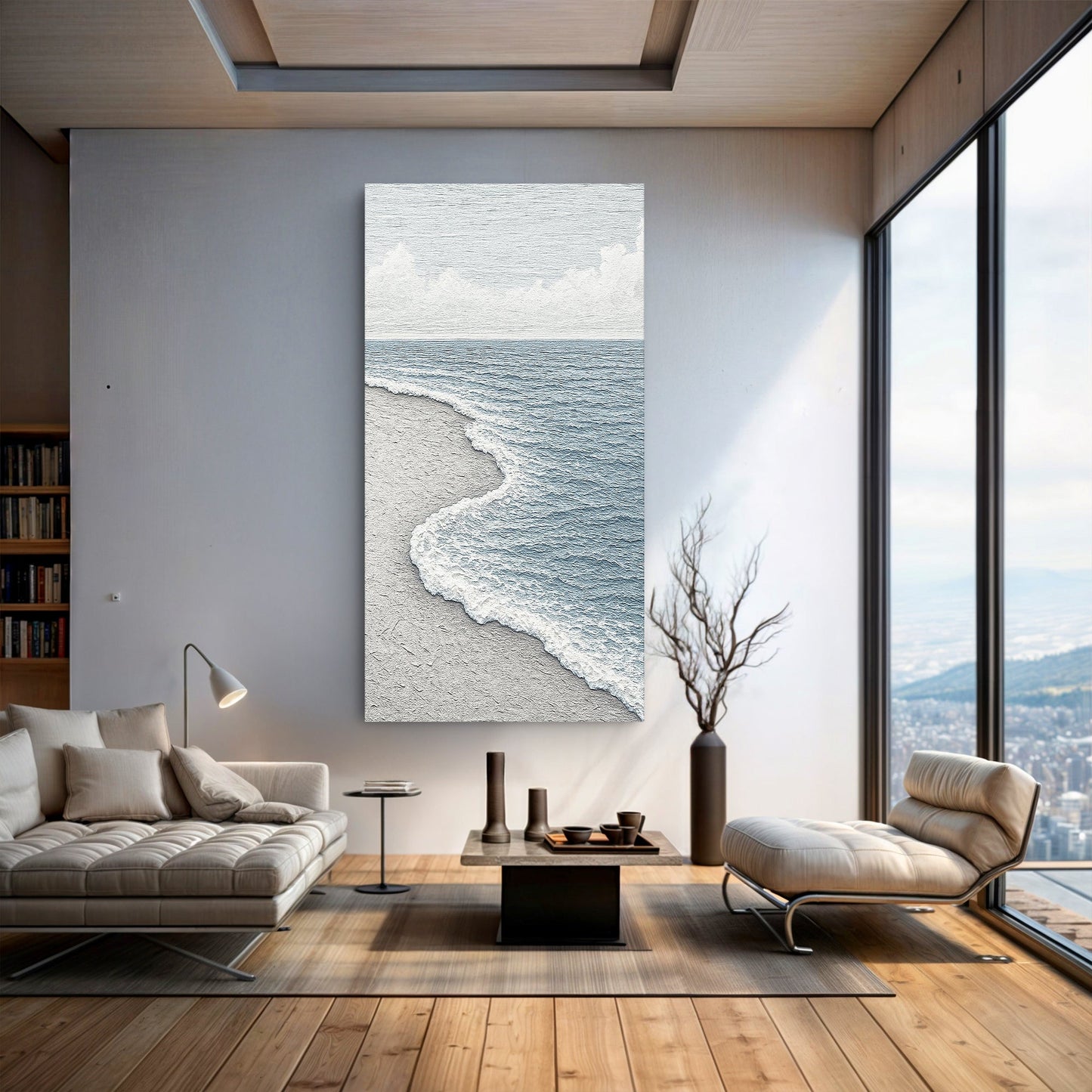 White Waves Abstract Canvas Wall Art