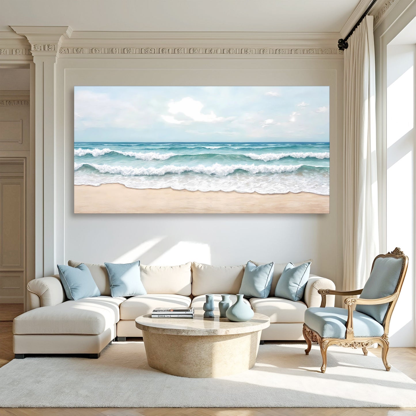 Serene Ocean Wave Coastal Canvas Wall Decor