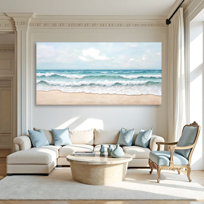 Serene Ocean Wave Coastal Canvas Wall Decor
