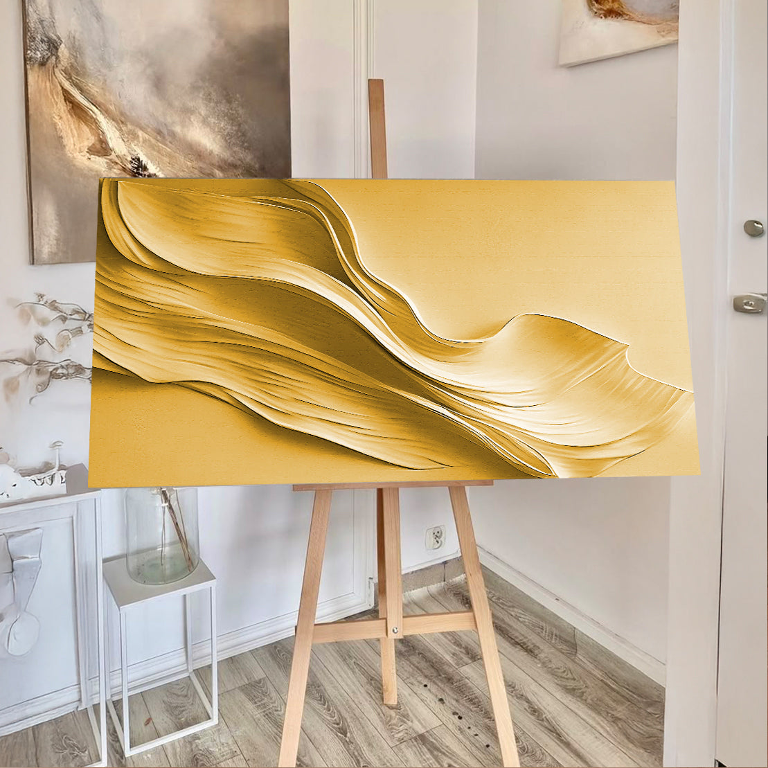 Gold Minimalist Canvas Wall Art - Abstract Gold Print