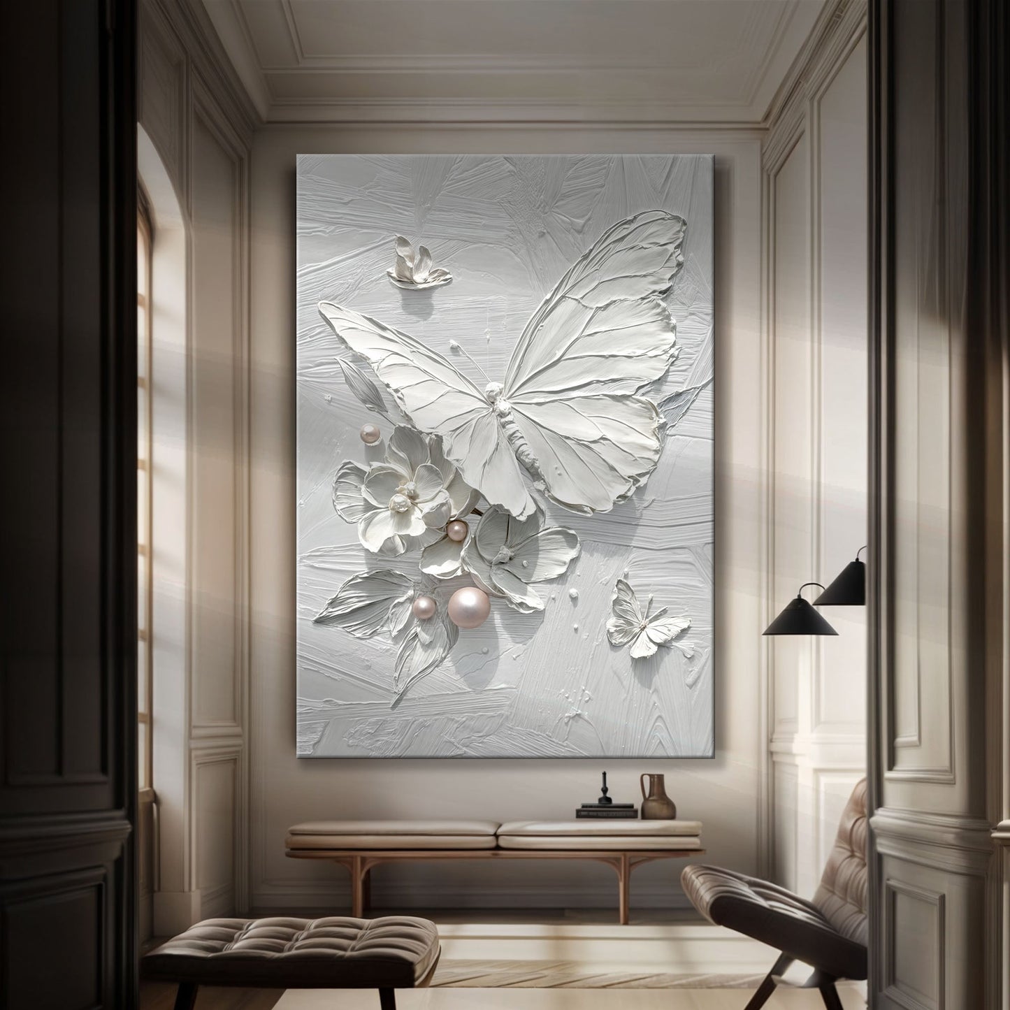White Butterfly Canvas Wall Art