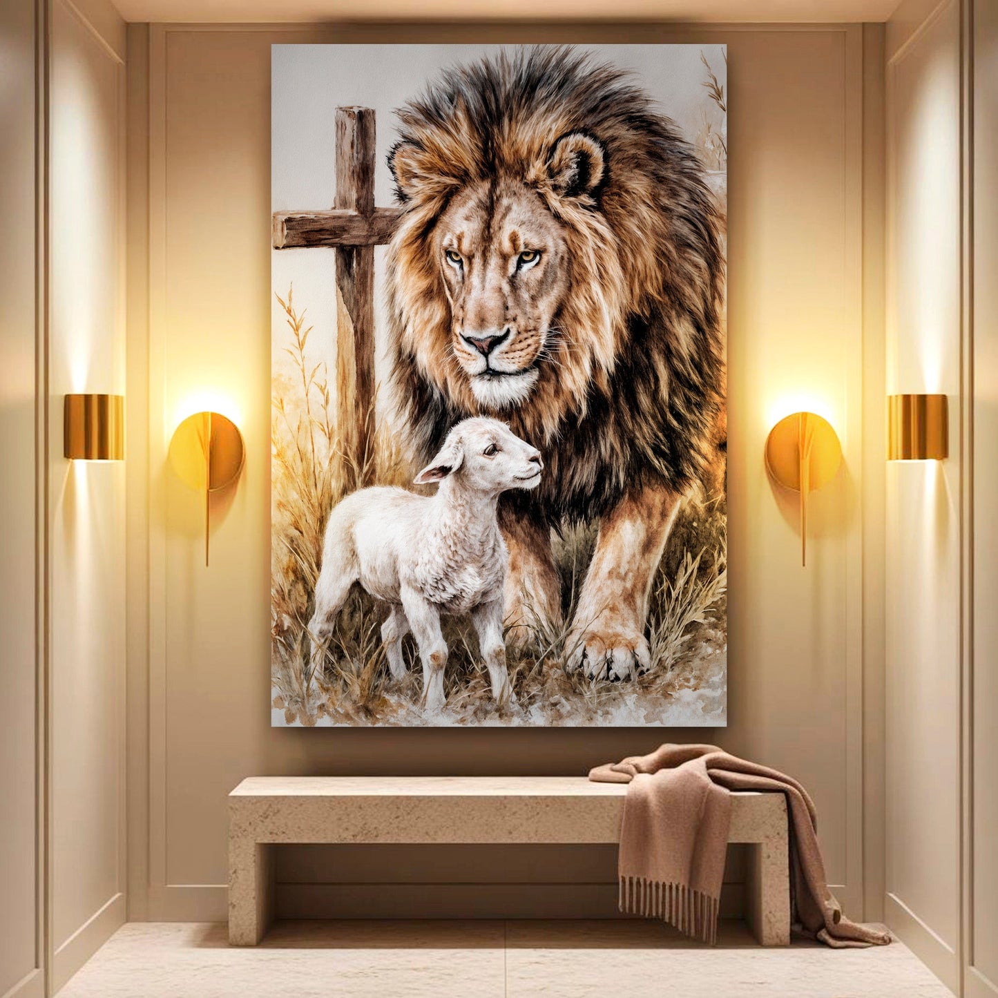 Lion and Sheep Faith Canvas Wall Art