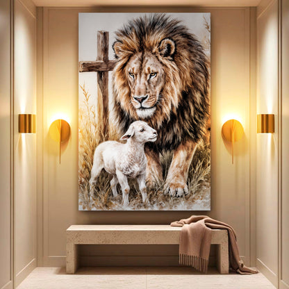 Lion and Sheep Faith Canvas Wall Art