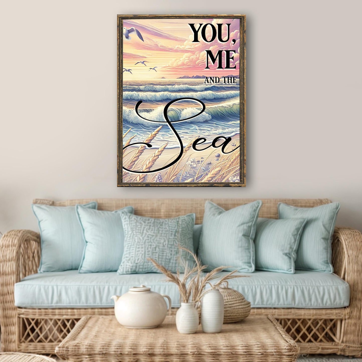 You Me and the Sea Coastal Canvas Wall Art