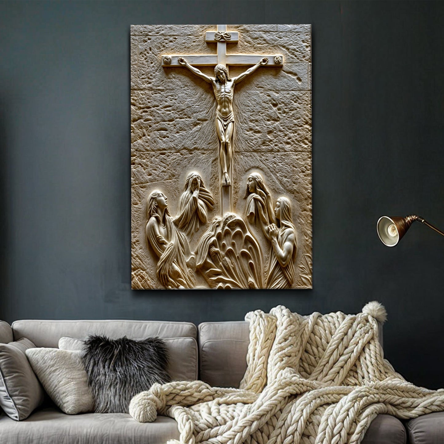 Three Crosses on Calvary Hill Canvas Wall Art