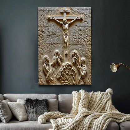 Three Crosses on Calvary Hill Canvas Wall Art