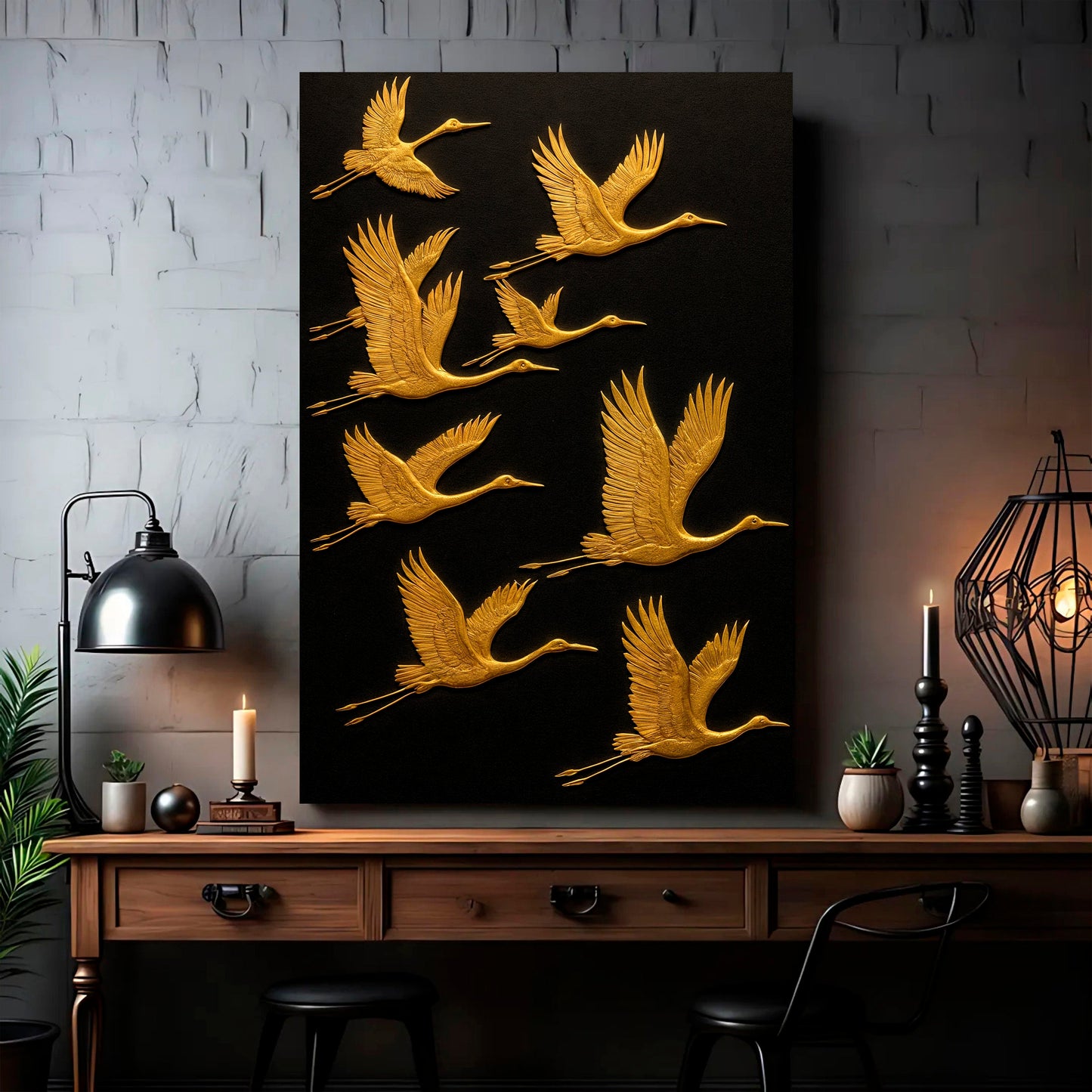 Abstract Sandhill Cranes Canvas Wall Art
