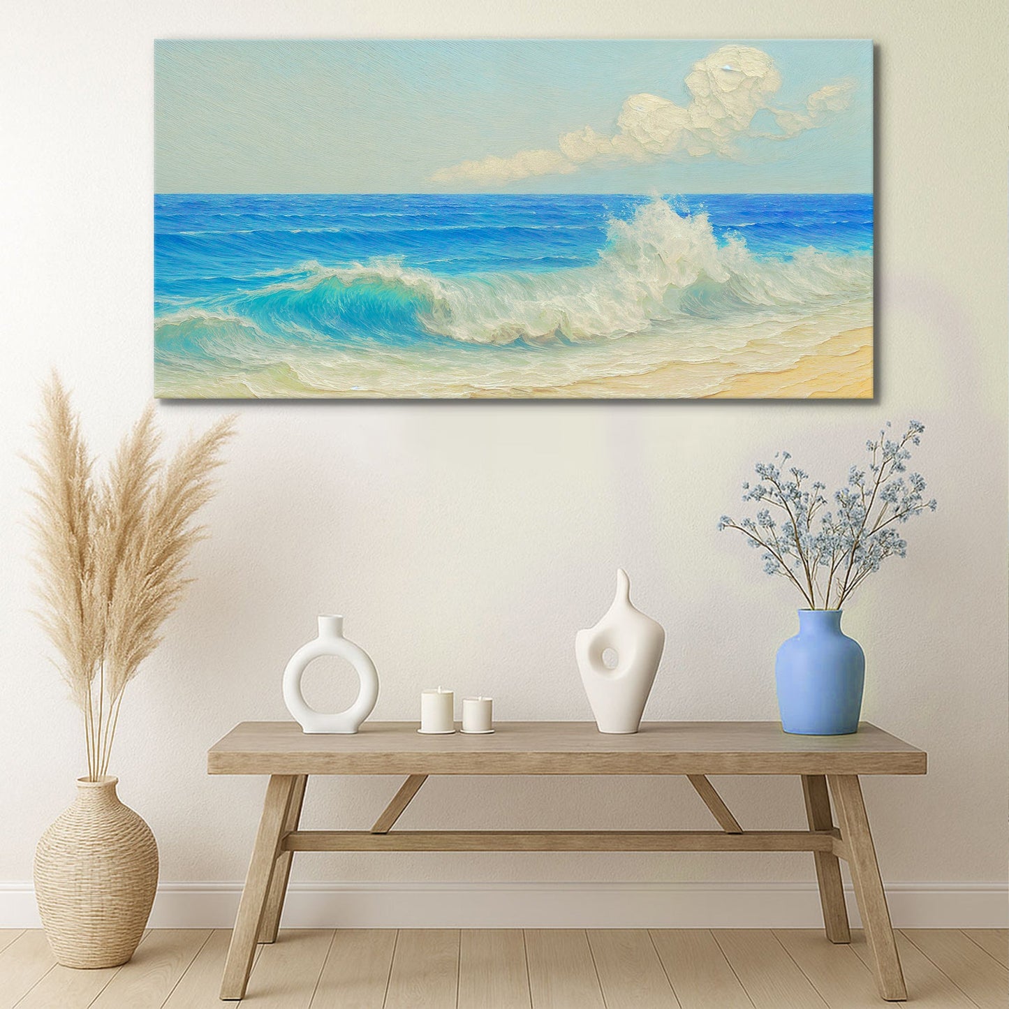 Serene Ocean Wave Coastal Canvas Wall Art