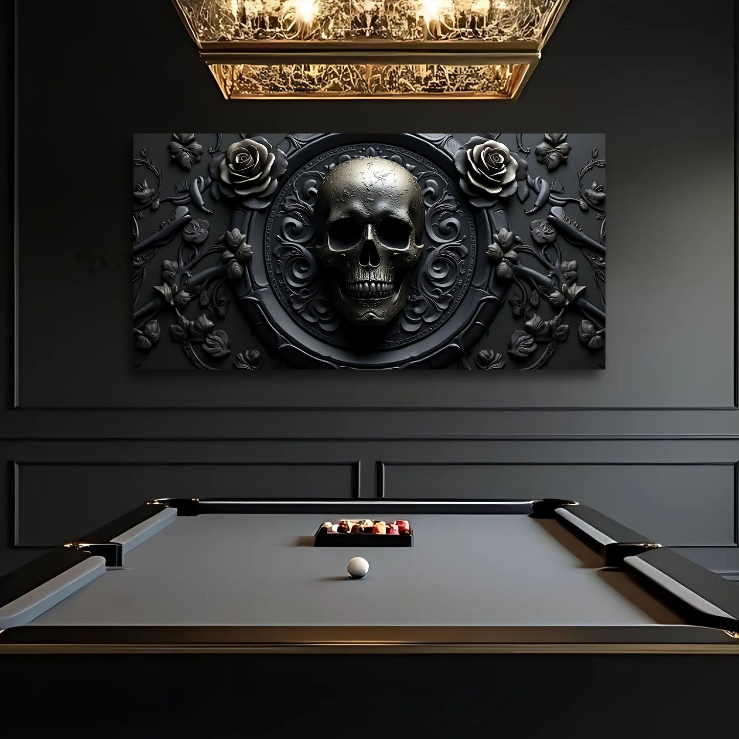 3D Rose and Skull Canvas Wall Art VI