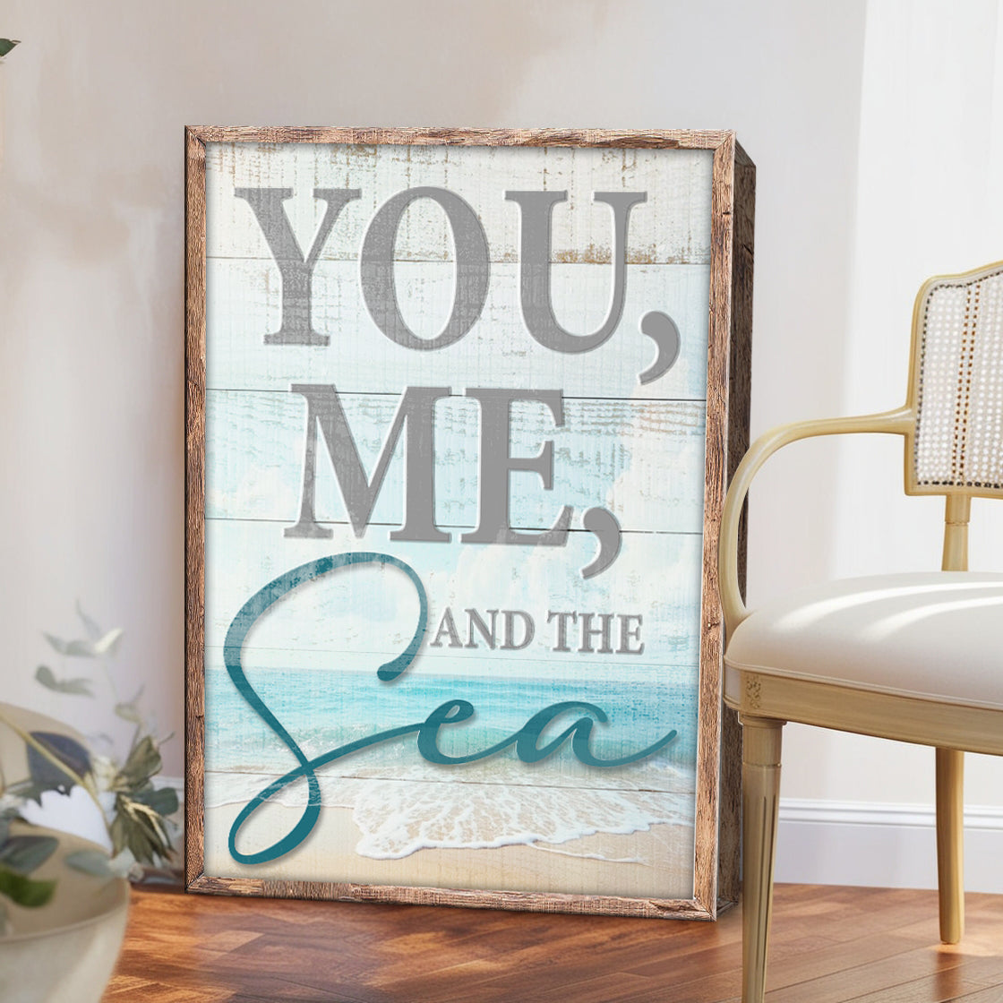 You Me and the Sea Coastal Sign Canvas Wall Art
