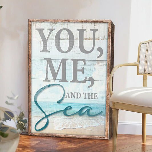 You Me and the Sea Coastal Sign Canvas Wall Art