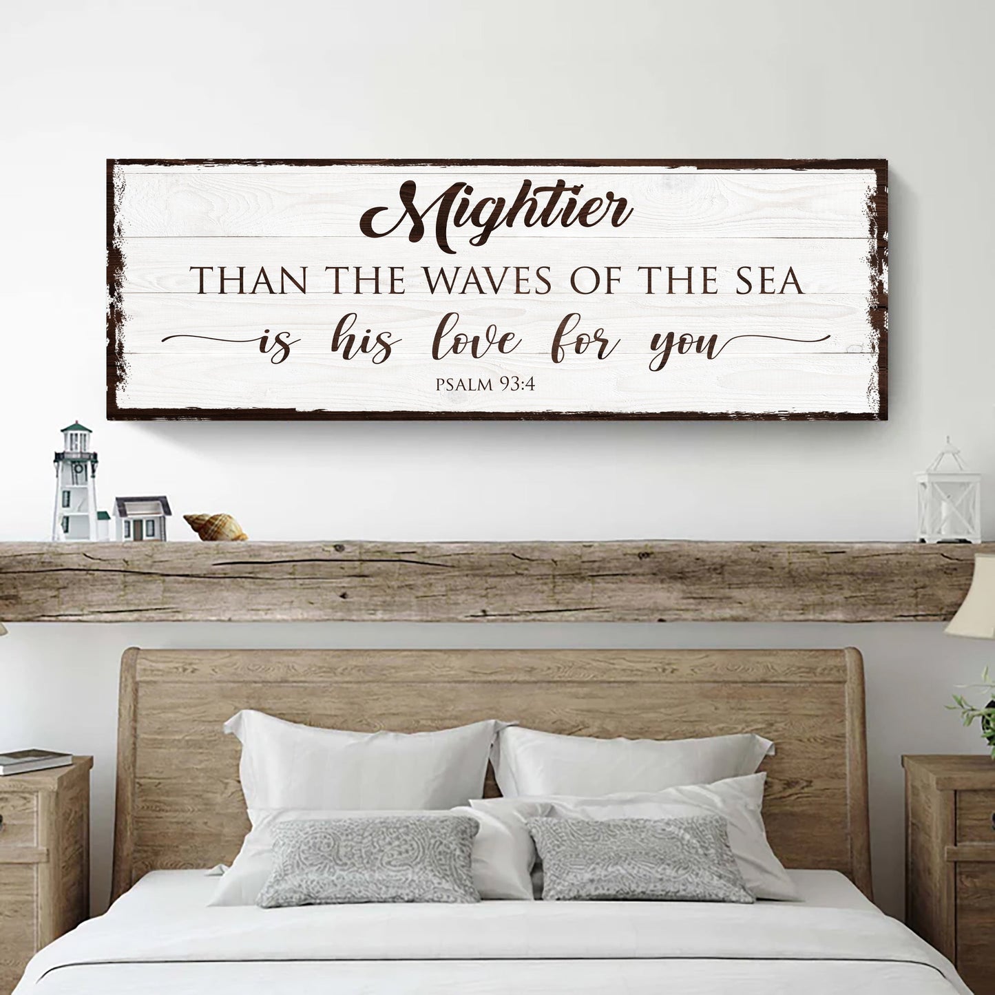 Mightier Than the Waves Psalm 93:4 Faith Canvas Wall Art