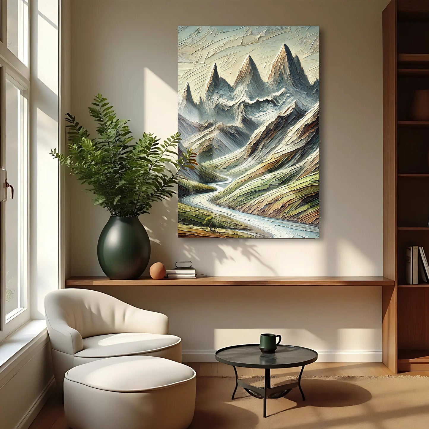 Abstract Mountain And River Landscape Canvas Wall Art II