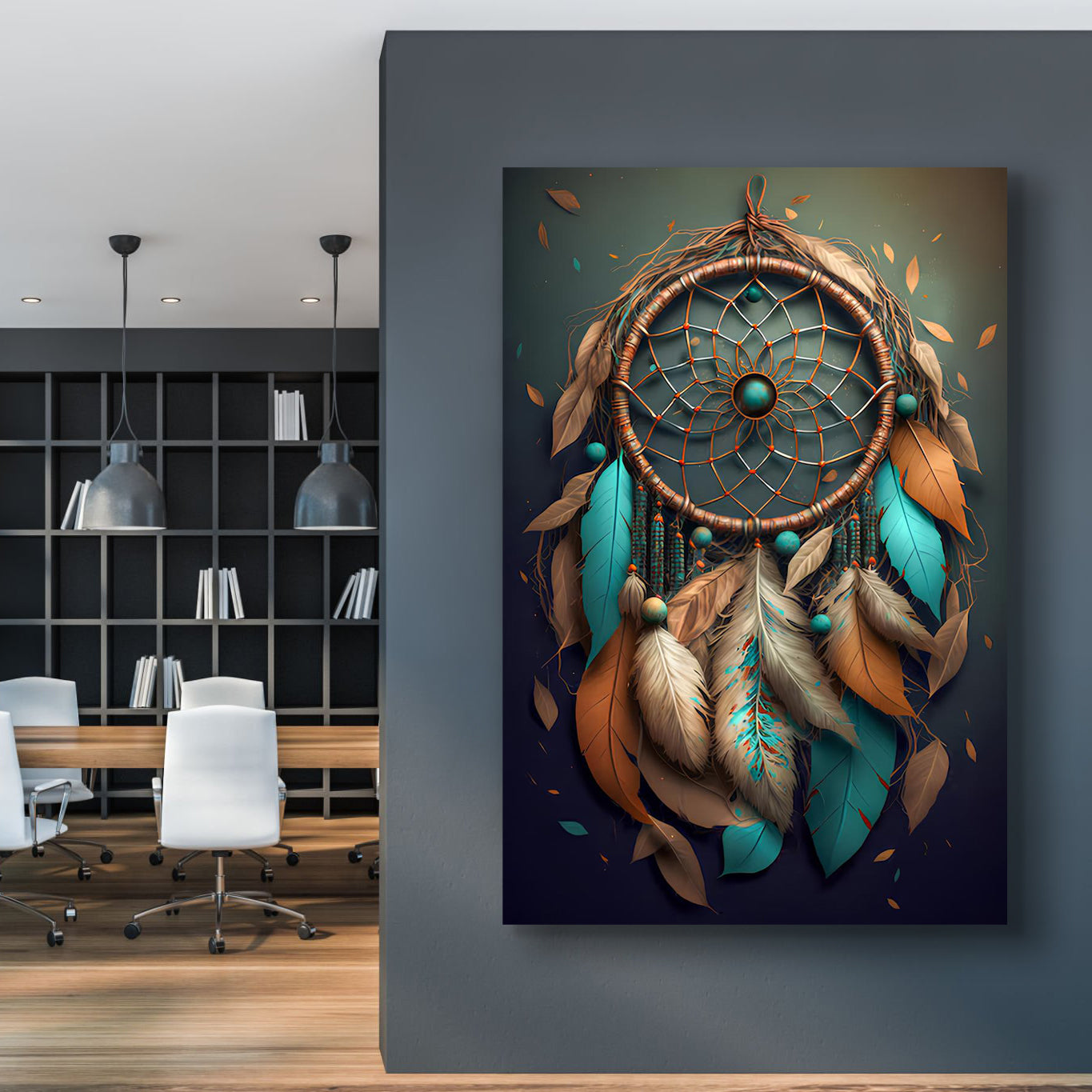 Delicate feather pattern canvas wall art