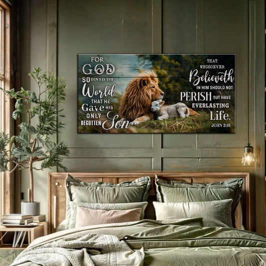 John 3:16 For God So Loved the World Canvas Sign