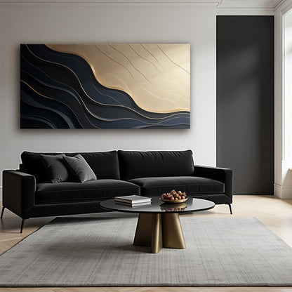 Black and Gold Minimalist Abstract Canvas Wall Art