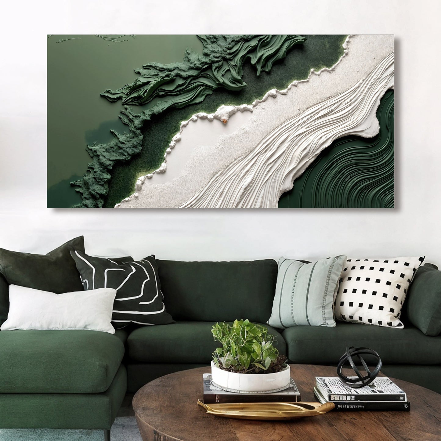Green Rivers Abstract Canvas Wall Art VI