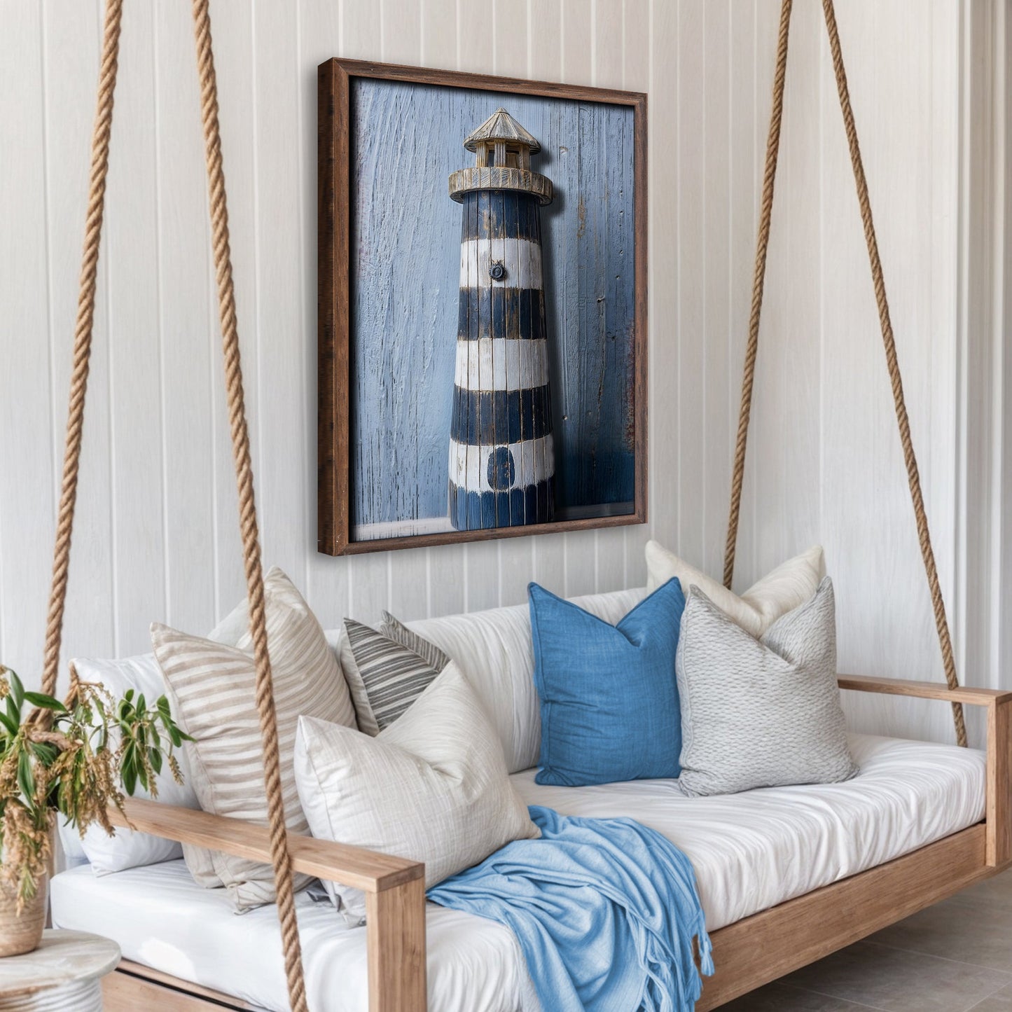 Wooden Lighthouse Coastal Canvas Wall Art