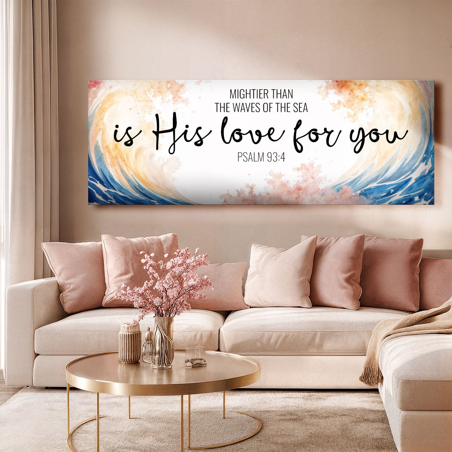 Mightier Than the Waves Psalm 93:4 Canvas Wall Art