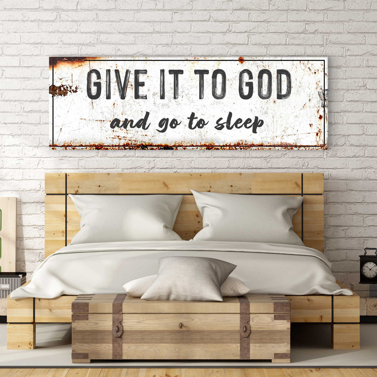 Give It to God Rustic White canvas shown in a styled room setting, view 2