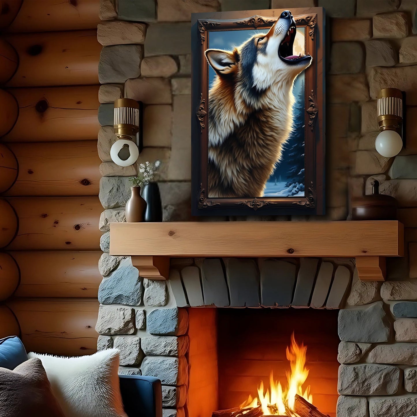 3D Wolf Canvas Wall Art