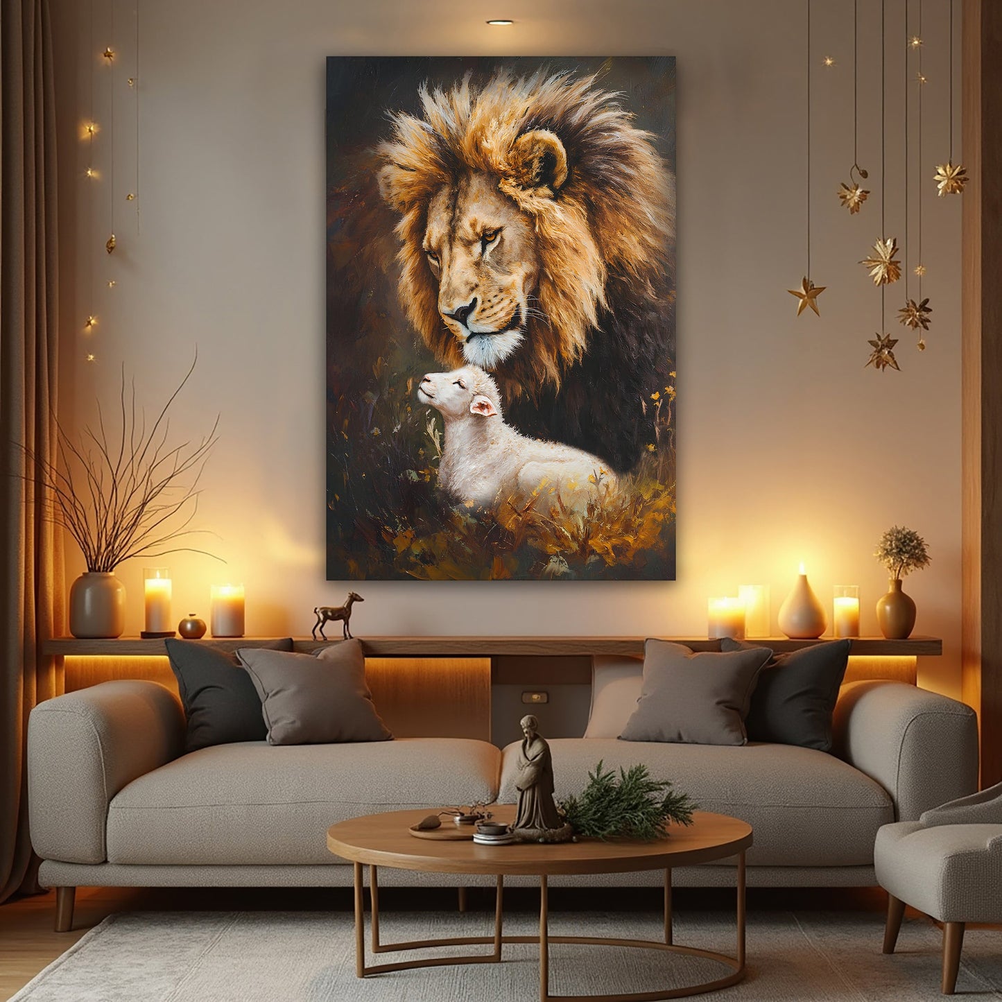 Lion and Sheep Faith Canvas Wall Art