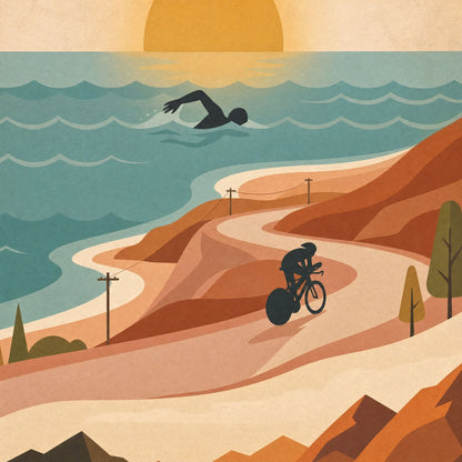 Triathlon Poster: Retro Swim Bike Run Framed Wall Art