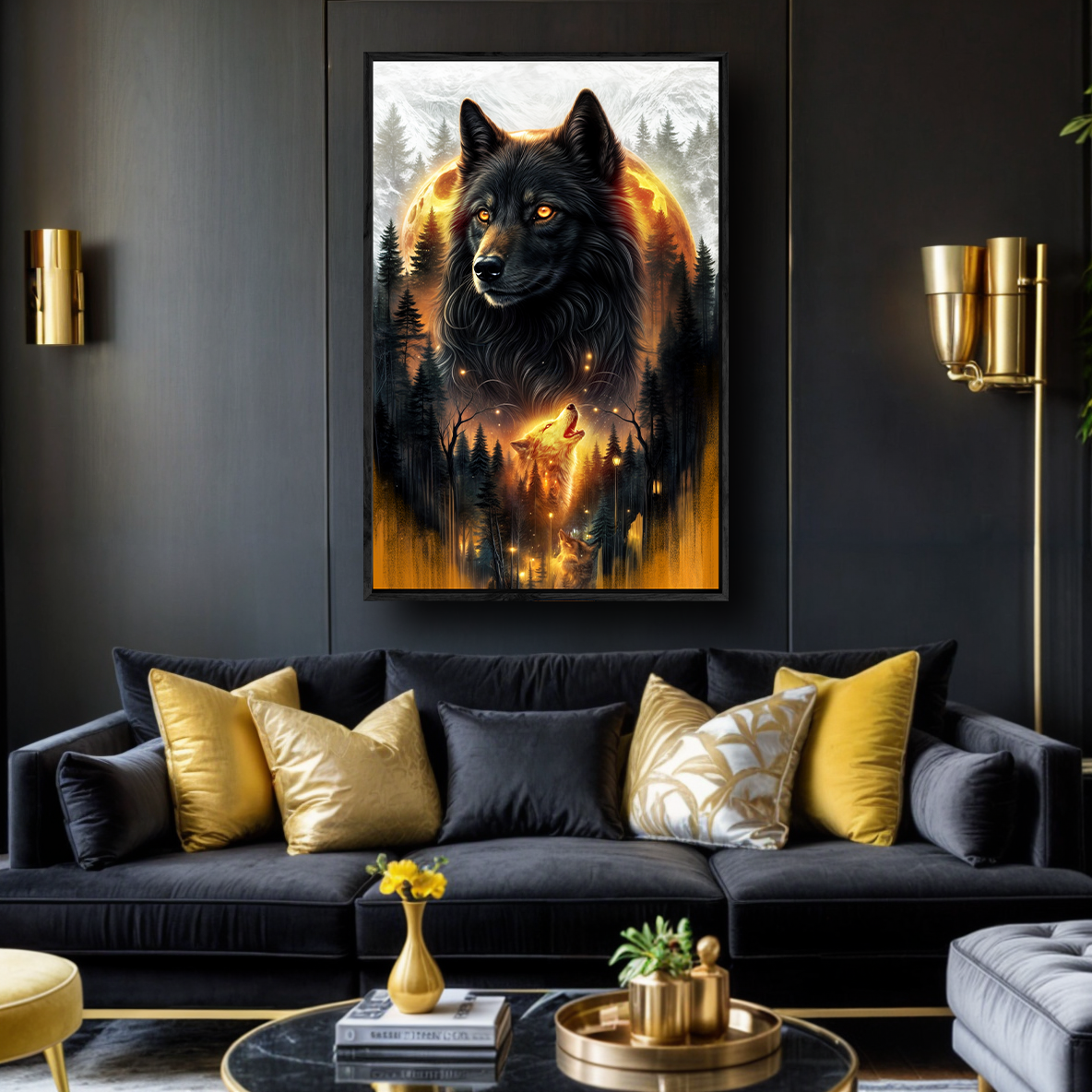 Eclipse of the Alpha Wolf Canvas Wall Art