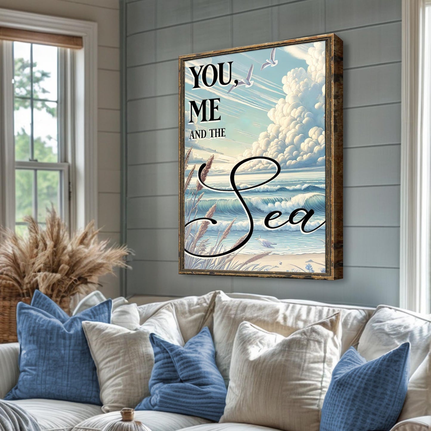 You Me and the Sea Beach Canvas Wall Art