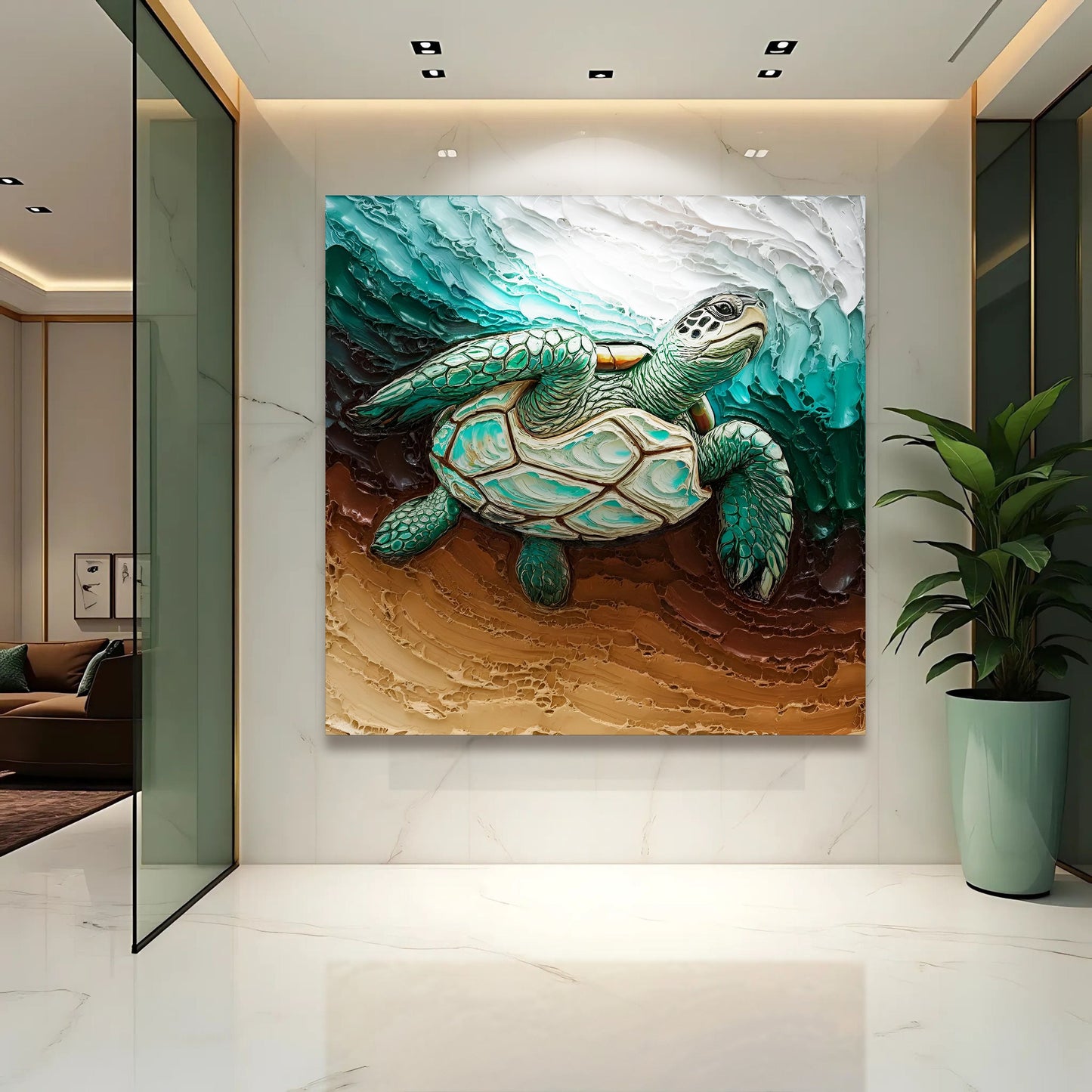 3D Turtle Canvas Wall Art