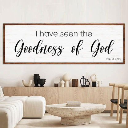 Psalm 27:13 I Have Seen the Goodness of God canvas shown in a styled room setting, view 4