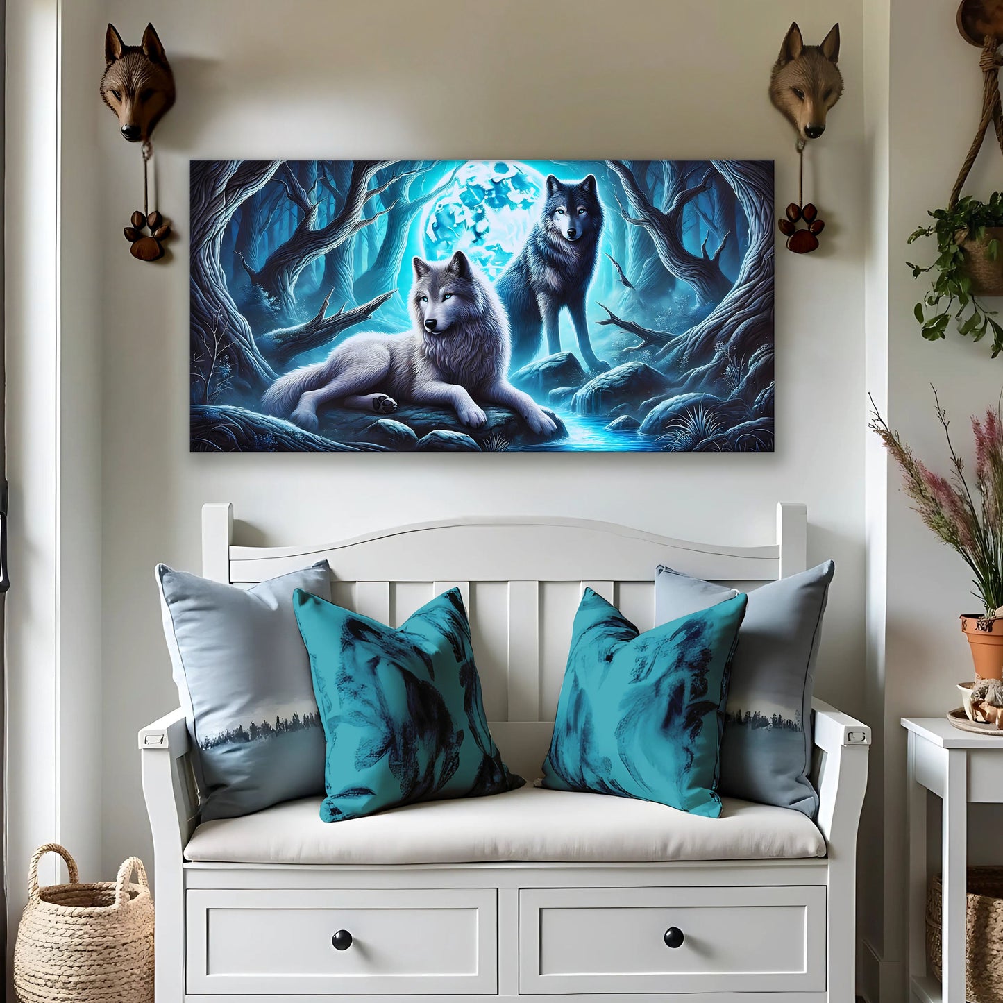 3D Wolves Canvas Wall Art