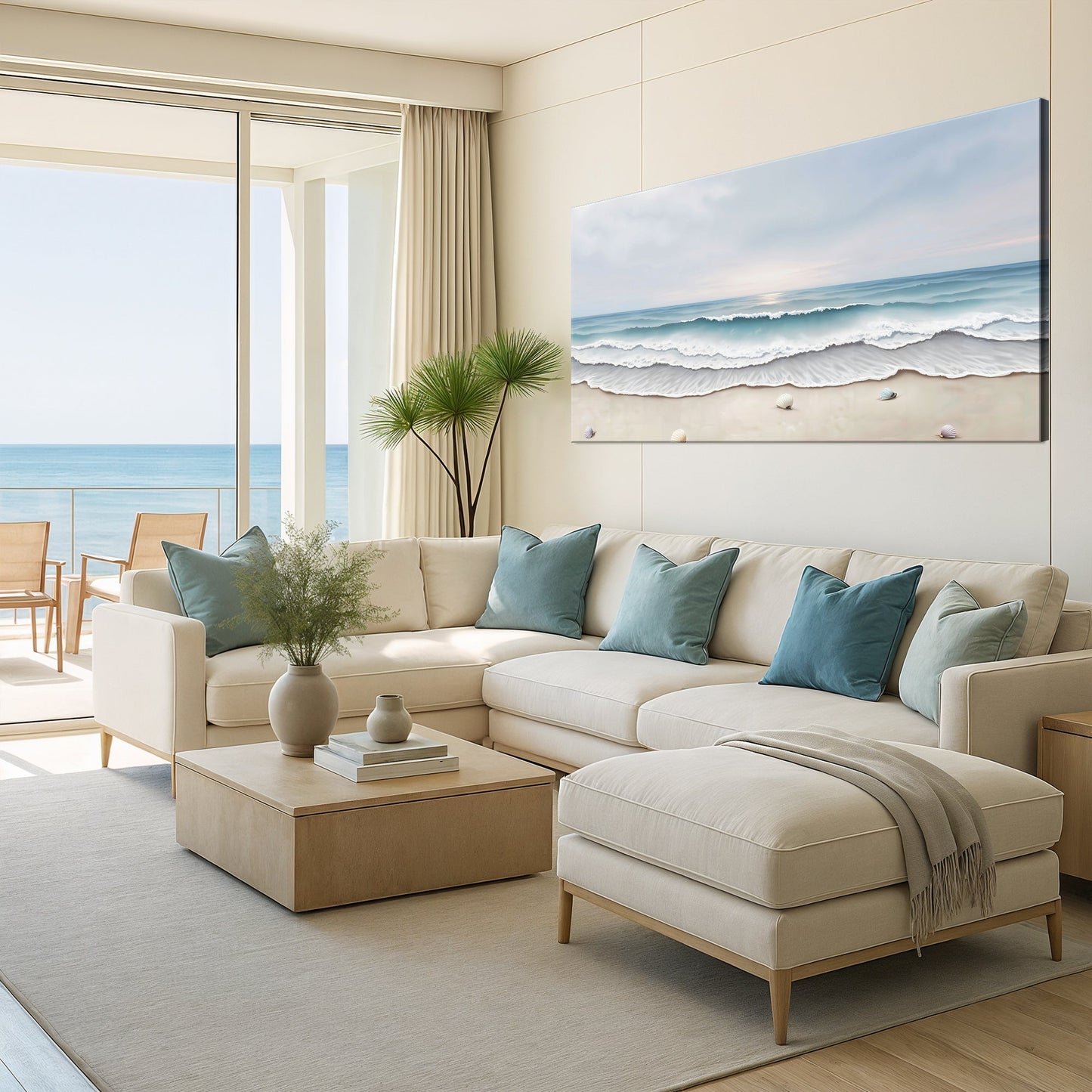 Serene Ocean Wave Coastal Canvas Wall Art