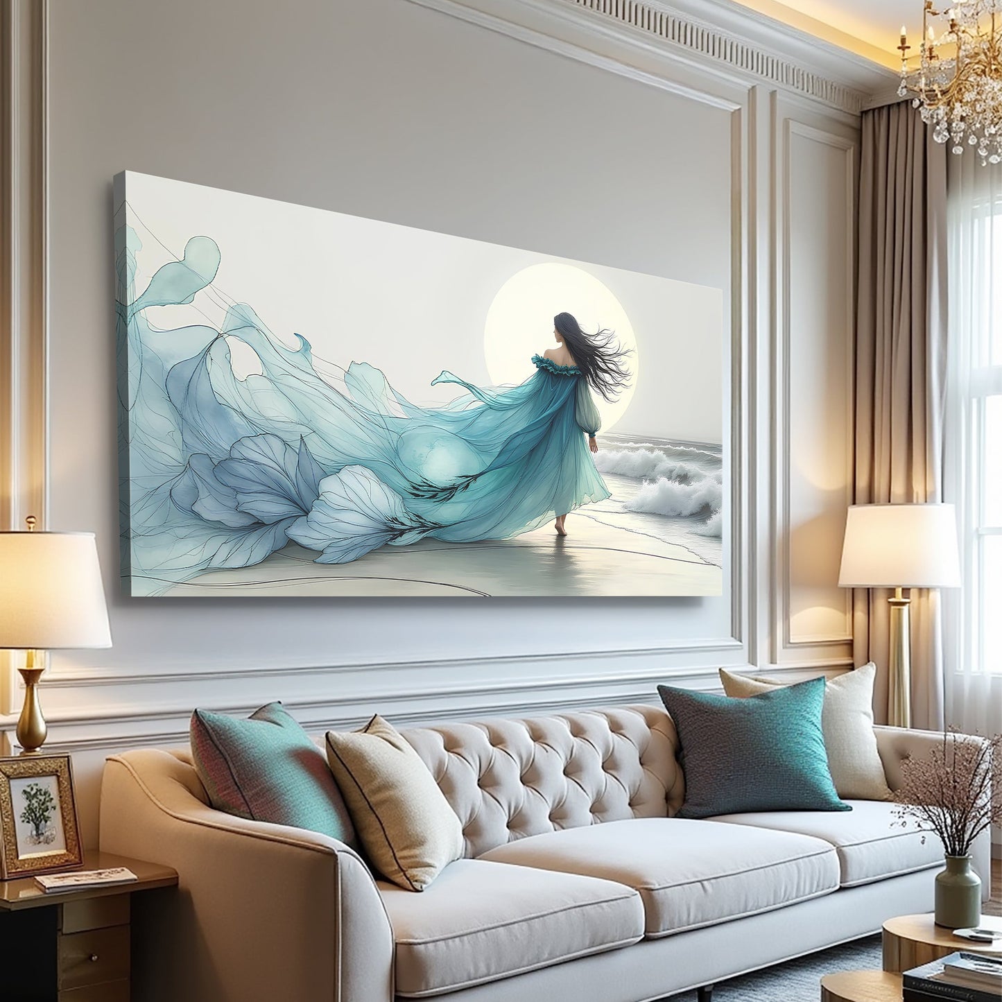 Swirling Winds by the Ocean Abstract Canvas Wall Art