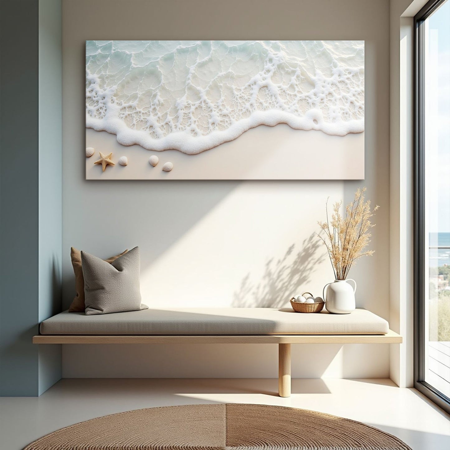 Serene Ocean Wave Coastal Canvas Artwork